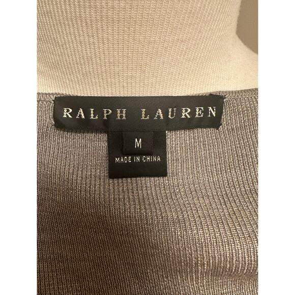 Ralph Lauren Black Label 100% Silk Sweater Cardigan Taupe Brown Sz Medium - Picture 5 of 5